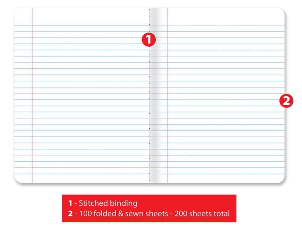 Better Office Products Composition Book Notebook - Hardcover, Wide Ruled (11/32-inch), 100 Sheet