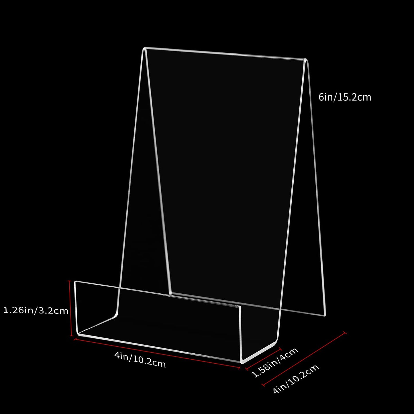 ZOEY Acrylic Book Stand with Ledge Clear Display Easels Plate - 5 Pack Large Book Holder Easel