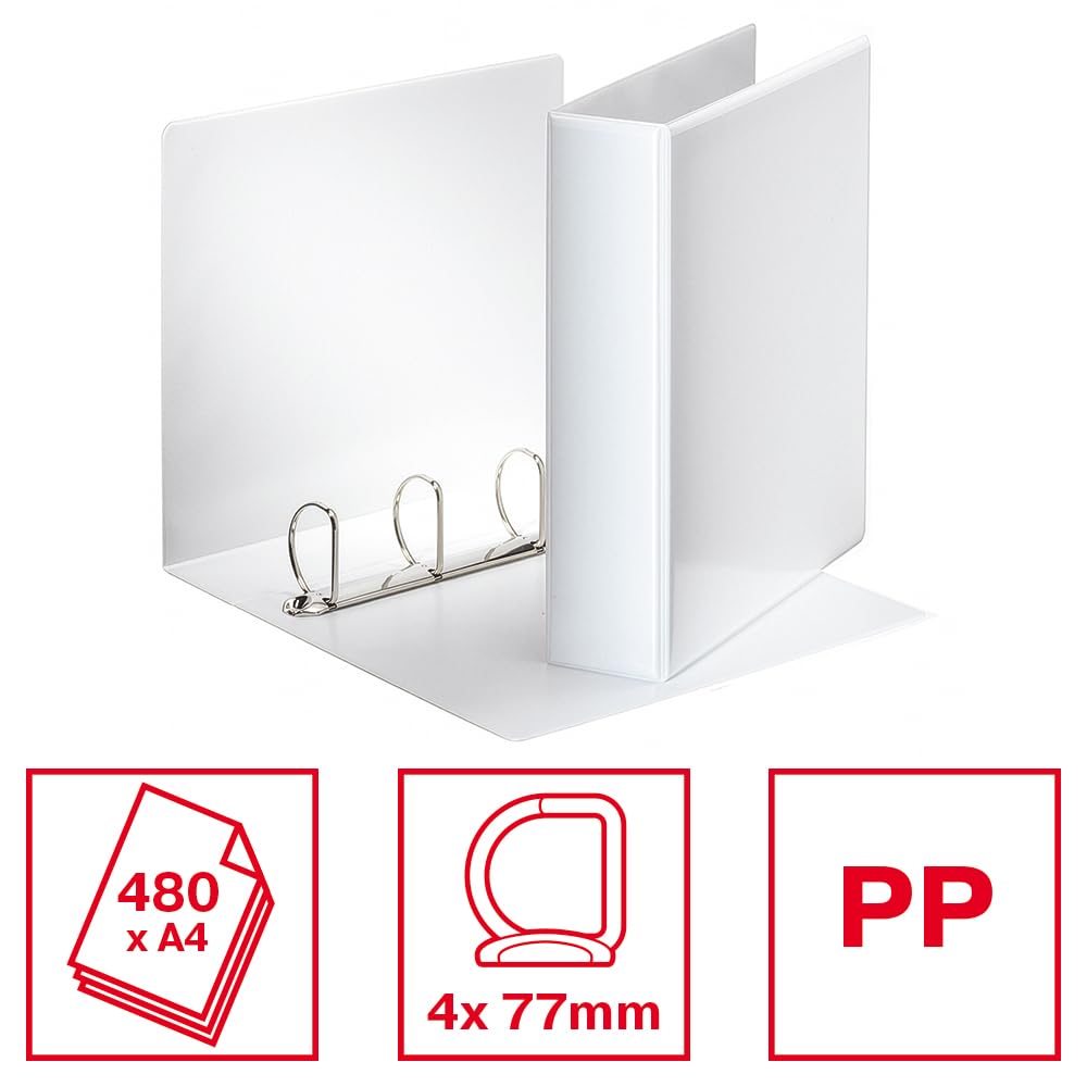 Esselte 49706 Essentials Presentation Binder, PP, 6 cm Ring Diameter, A4, White