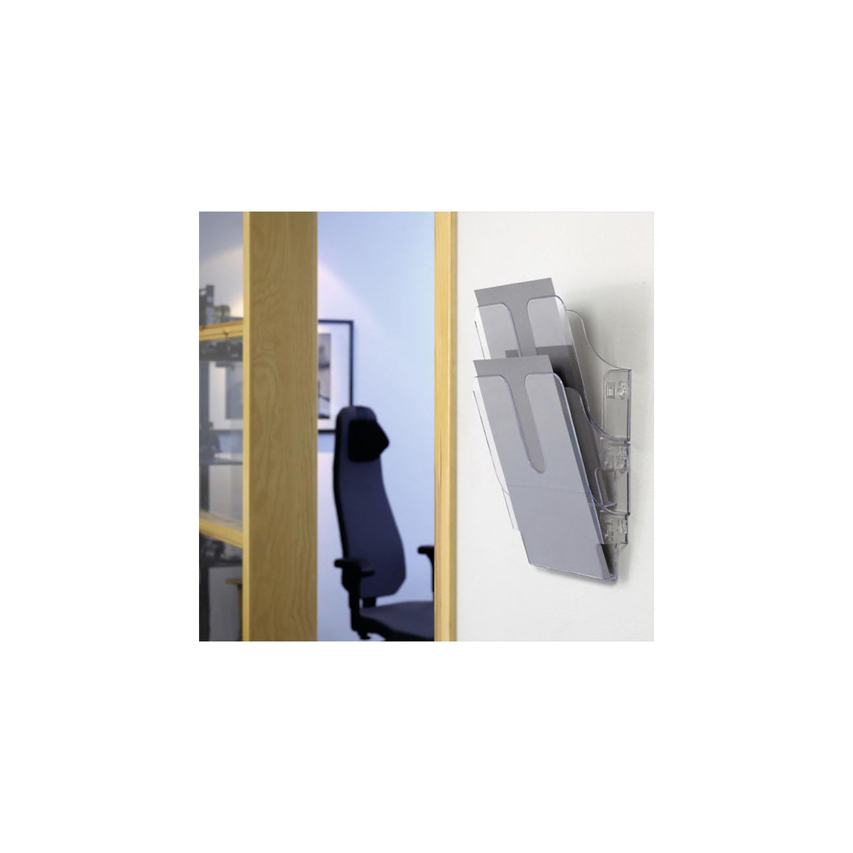Durable FLEXIPLUS 2 A4 Portrait Literature Holder | Transparent | Wall-Mounted Document Holder |
