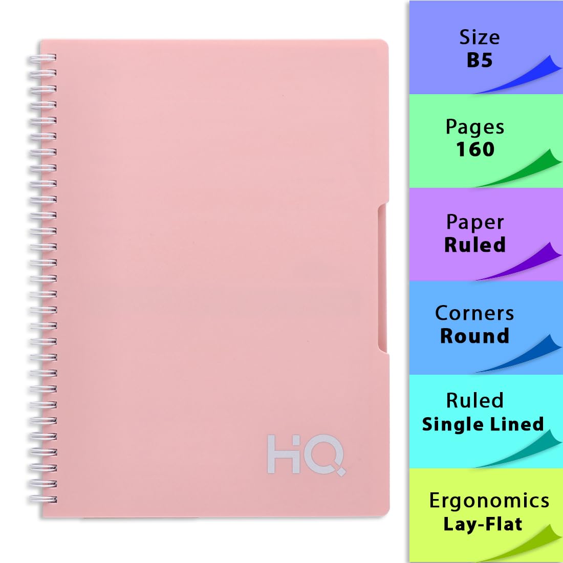 Navneet Youva HQ Spiral Wiro Bound Single Subject Notebook 17.6x25 cm Single Line 160 Pages