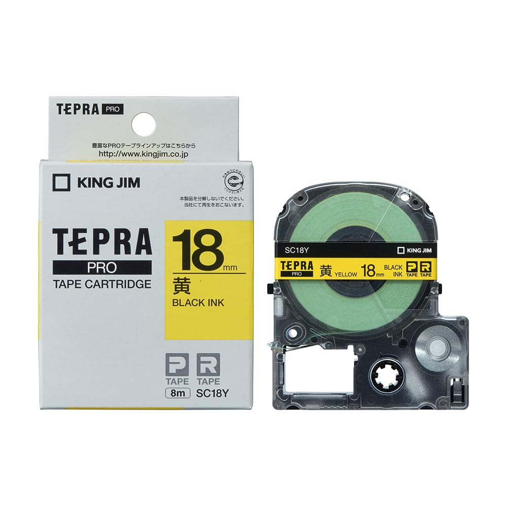 King Jim Tepra PRO 18mm SC18Y Yellow Tape Cartridge