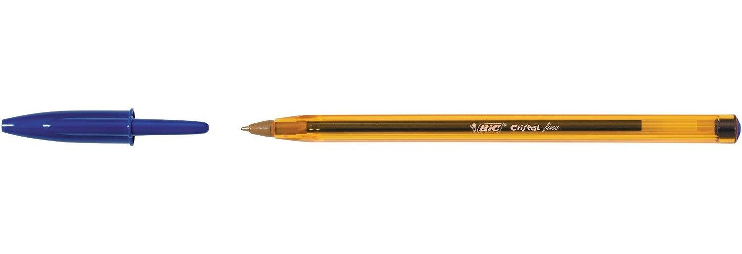 BIC Cristal Fine fine ballpoint pen, Blue, 50 per Pack