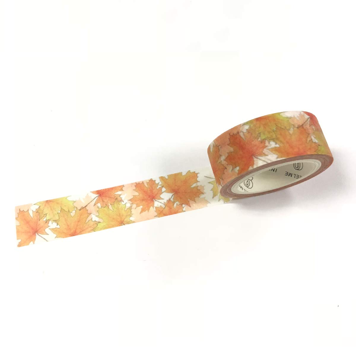 Wrapables Flowers and Greens Washi Masking Tape, 15mm x 7m Orange Maple Leaves