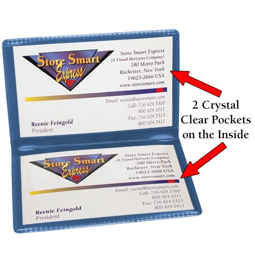 StoreSMART Metallic Blue Folding Business Card Holders - 25 Pack - Polypropylene Plastic