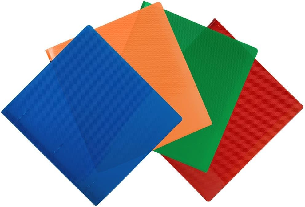 JAM PAPER Plastic 1.5 inch Binders - Assorted 3 Ring Binders (Red, Blue, Green & Orange) - 4/Pack