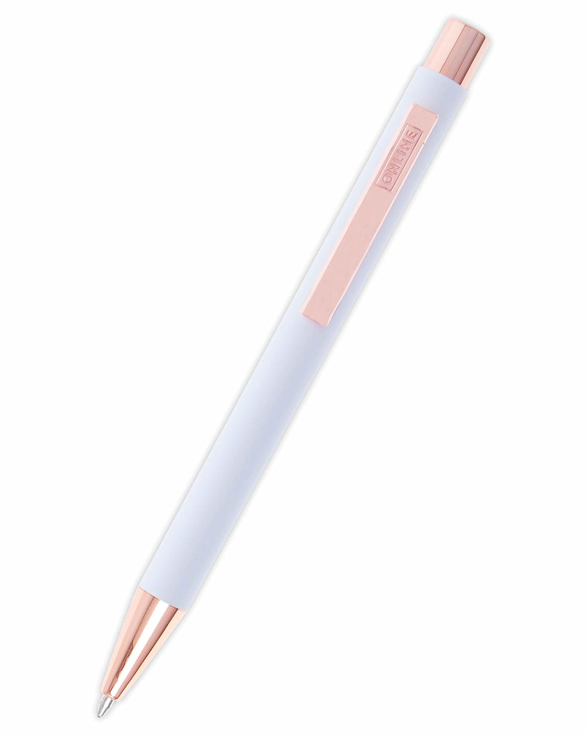 Online Soft Metal ballpoint pen, White Rose, retractable ball pen, aluminum, replaceable refill