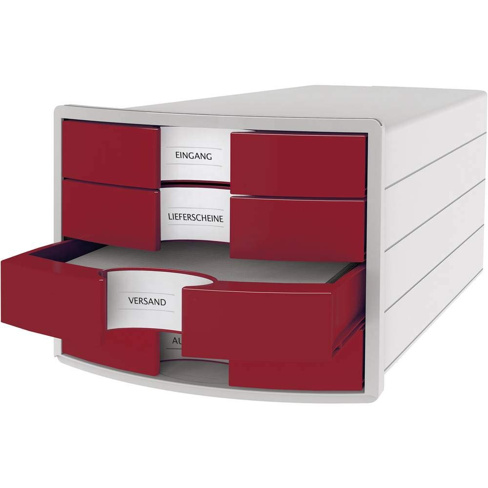HAN 1012-17 Impuls Drawer Box DIN A4/C4 4 Closed Drawers Red