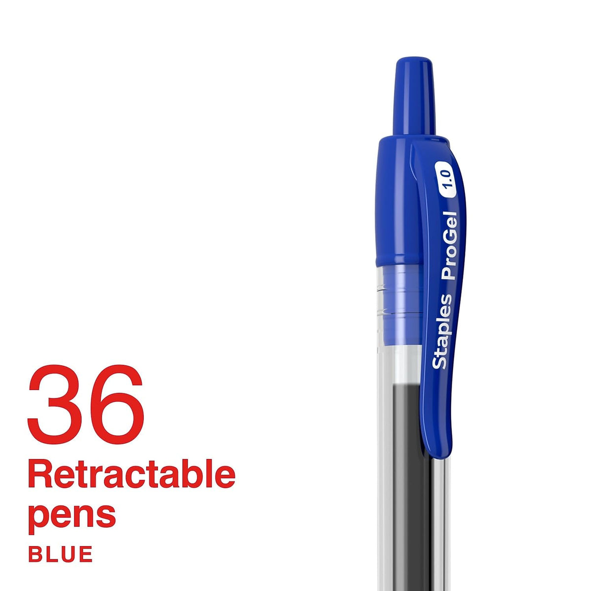 Staples ProGel Retractable Gel Pens, Bold 1.0mm, Blue Ink, 36-Pack