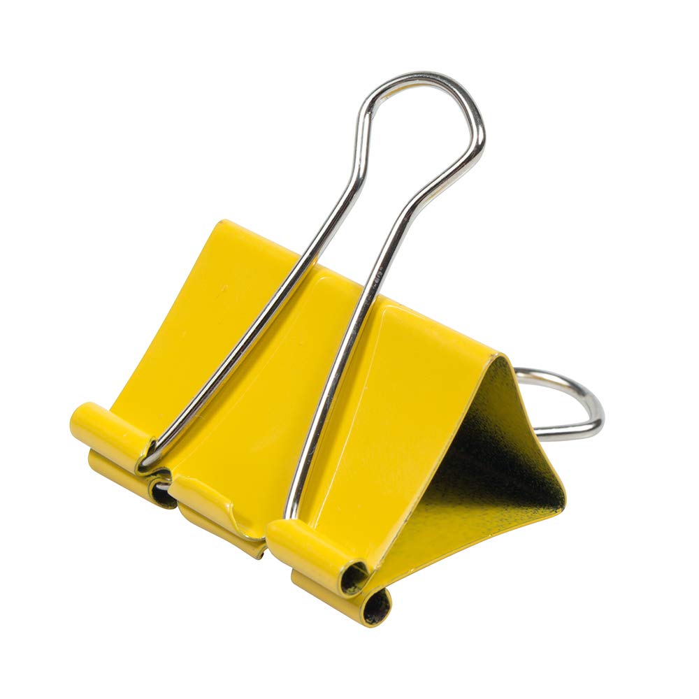 JAM PAPER Colorful Binder Clips - Large - 1 1/2 Inch (41 mm) - Yellow Binderclips - 12/Pack
