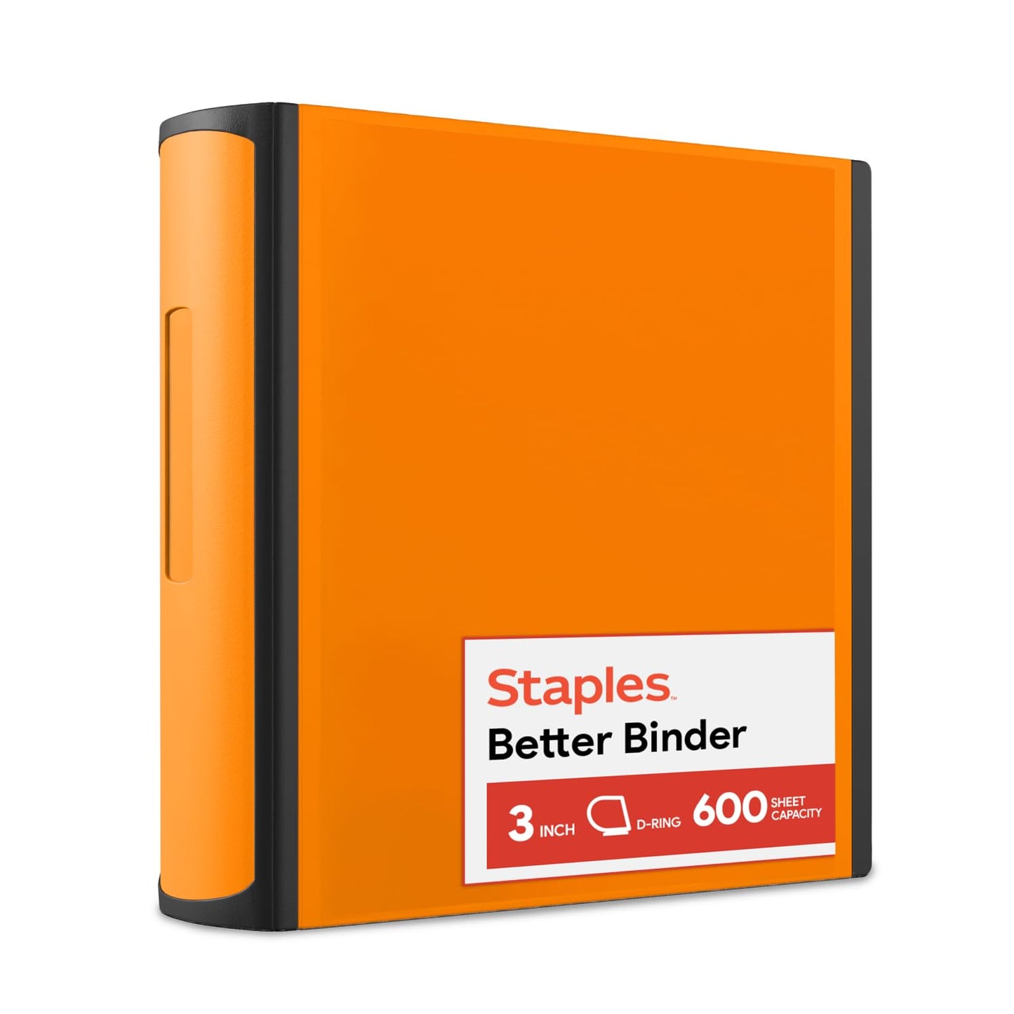 Staples 3 Inch D-Ring Heavy-Duty View Binder, Orange, Holds 600 Sheets