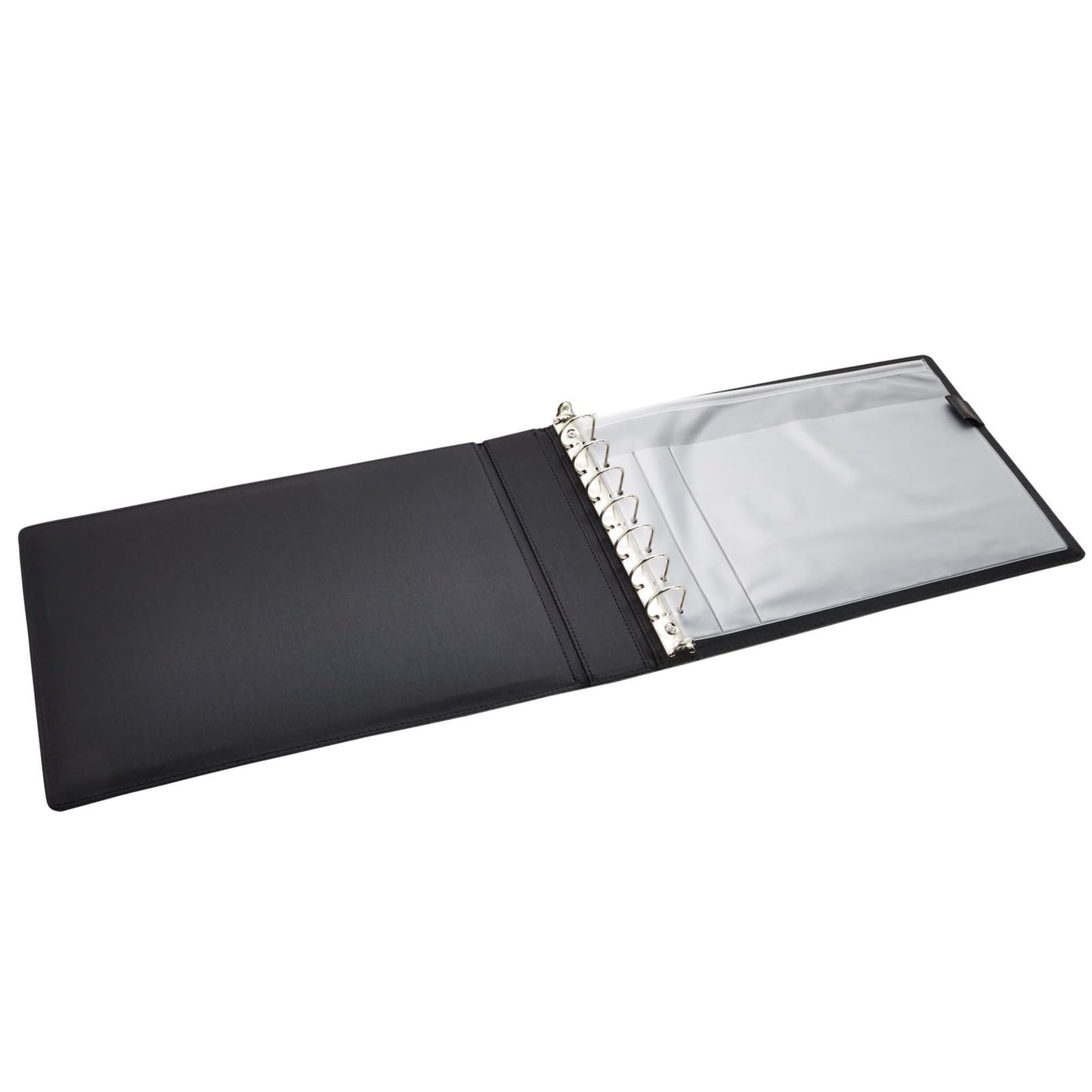 Juvale Check Binder - Black Faux Leather, 7-Ring, 14 x 10 in, Fits 600 Checks - Business Checkbook