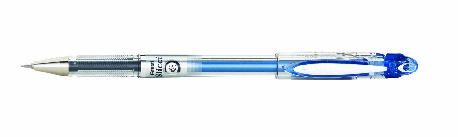 Pentel Arts Slicci 0.25 mm Extra Fine Gel Pen, Blue Ink, Box of 12 (BG202-C)