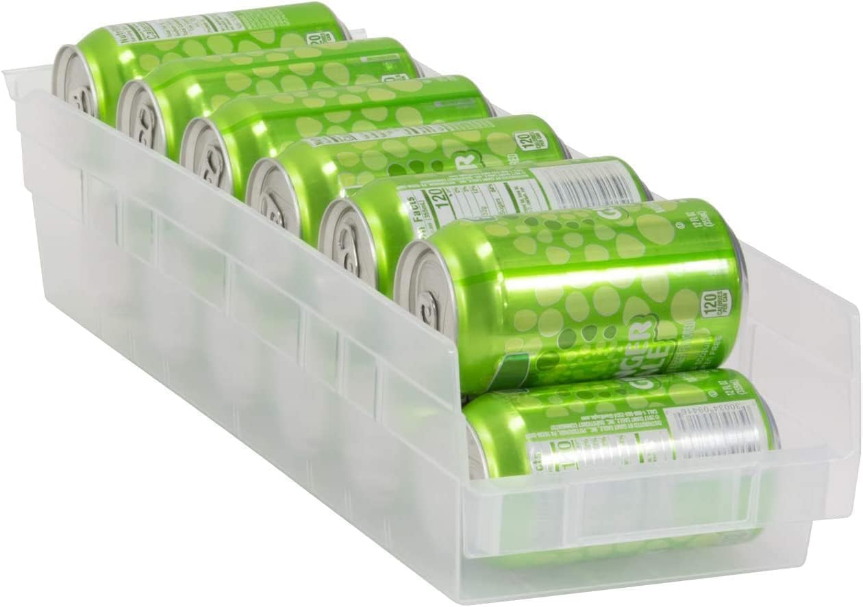 Akro-Mils 30138 Heavy Duty Plastic Shelf Bins, 18"x 6.5"x 4", Clear, 12-Pk