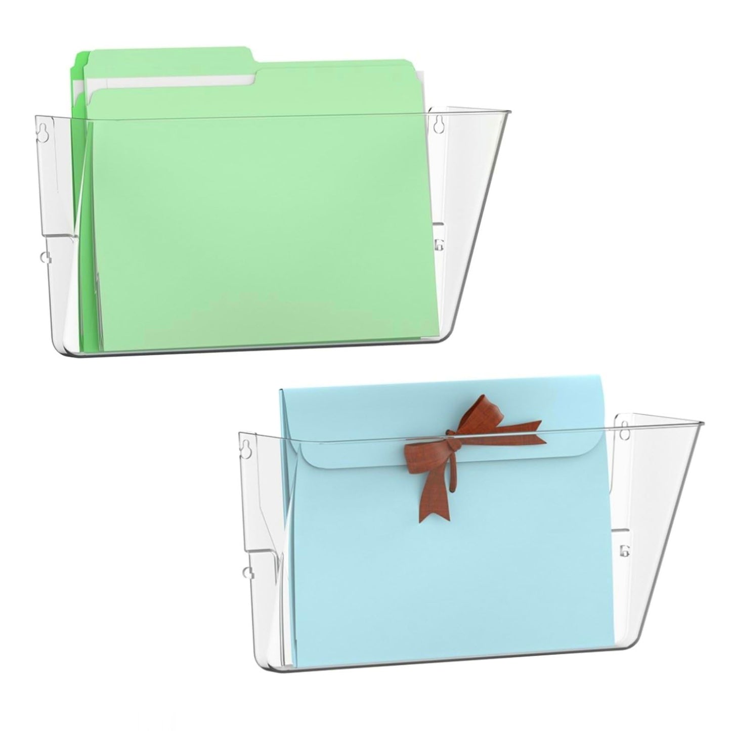 Gawerk Single Pocke Wall Mount File Holder Organizer (Clear, 2 Pack)
