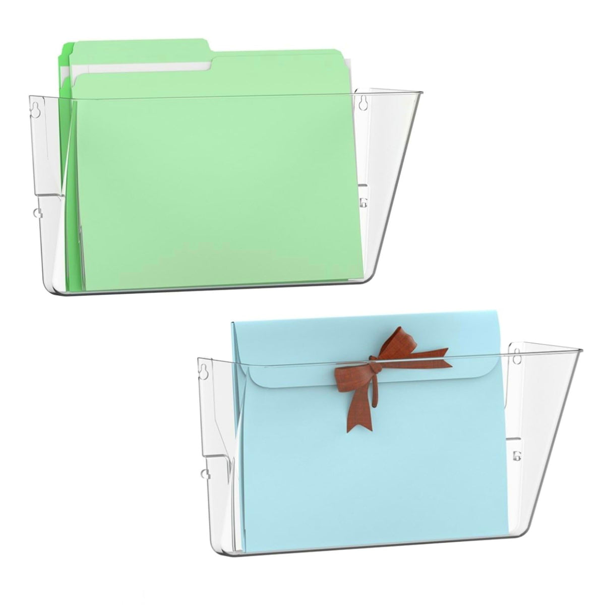 Gawerk Single Pocke Wall Mount File Holder Organizer (Clear, 2 Pack)