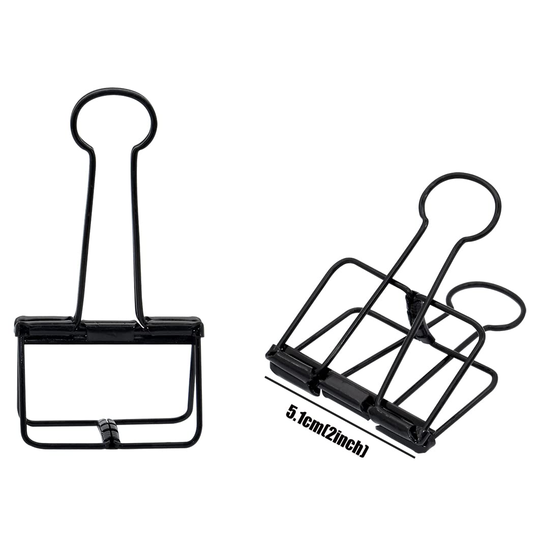 Extra Large Binder Clips 2 Inch, Clamps Black for Office School Supplies (15Pcs)