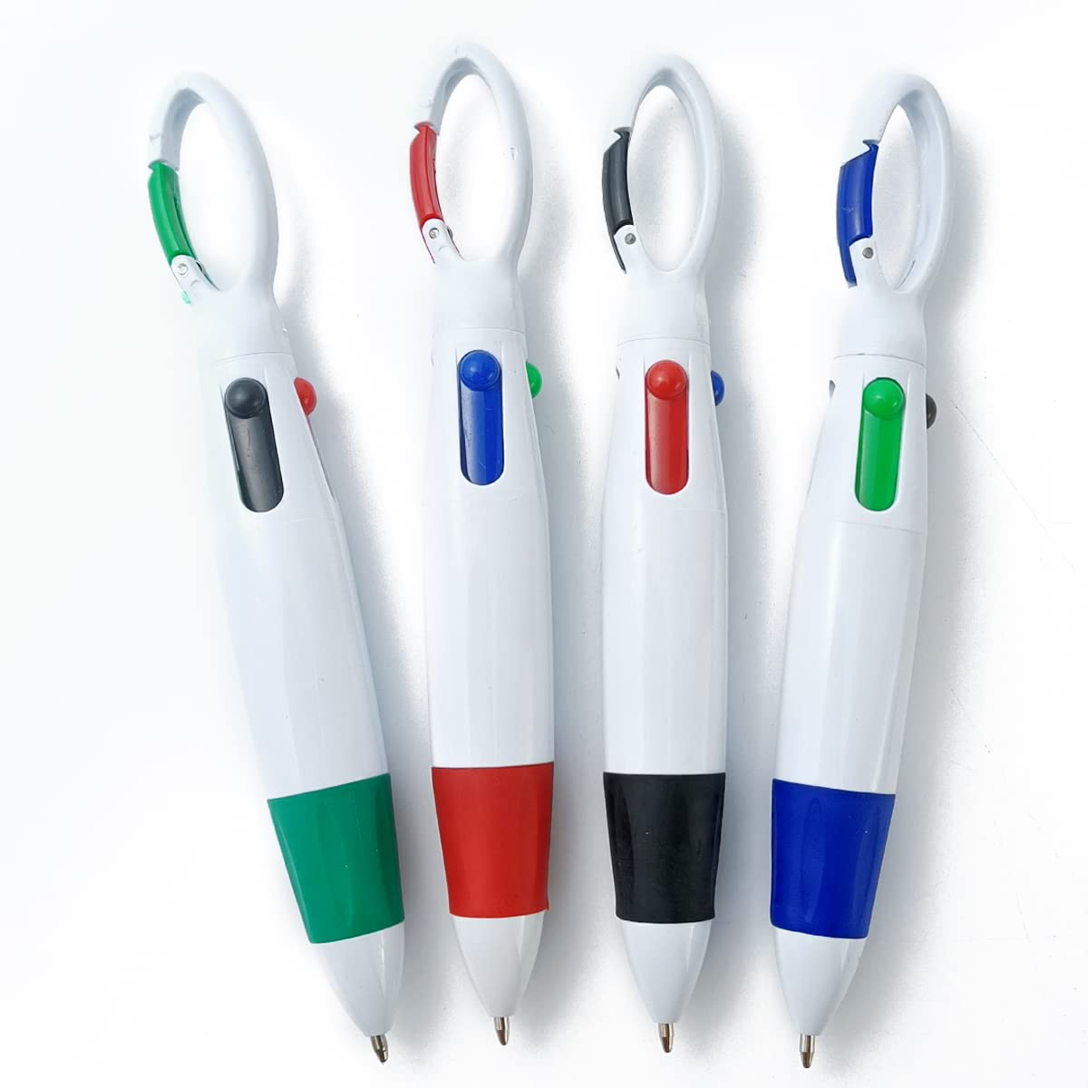 NSBELL 36PCS Plastic Carabiner Shuttle Pens 4-in-1 Retractable Ballpoint Pens Multicolor Pens with