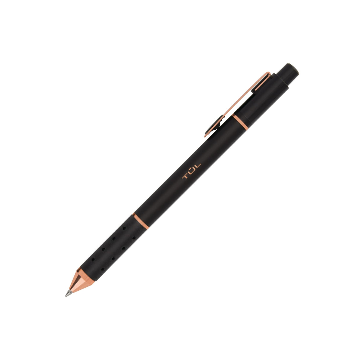 TUL® BP Series Retractable Ballpoint Pens, Mixed Metals, Medium Point, 1.0 mm, Black Barrel, Black