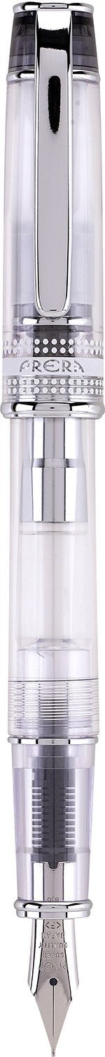 PILOT Prera Fountain Pen, Clear Barrel with Black/Silver Accents, Medium Nib (60820)