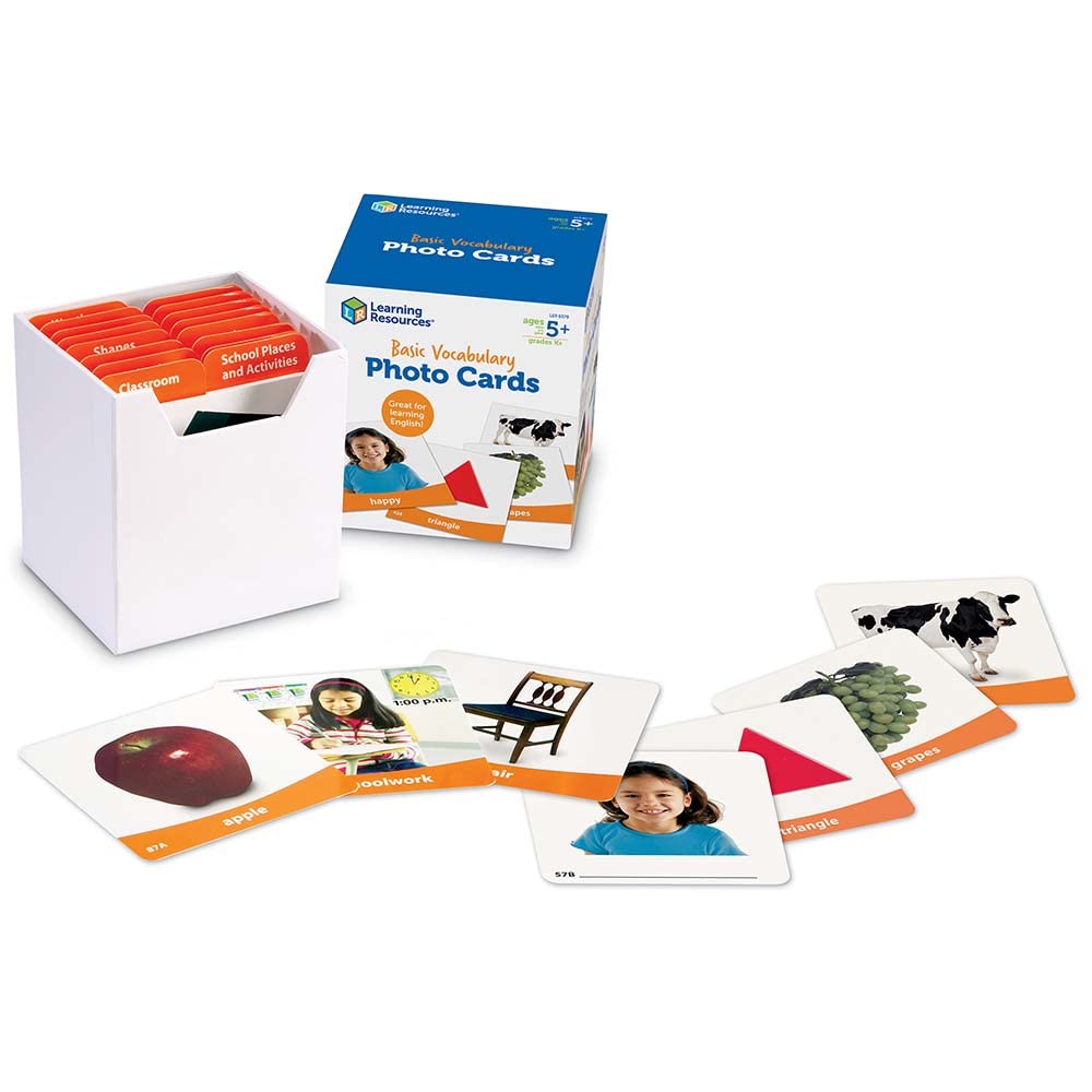 Learning Resources Basic Vocabulary Photo Cards, Vocabulary/Phonics Learning, Educational Games for