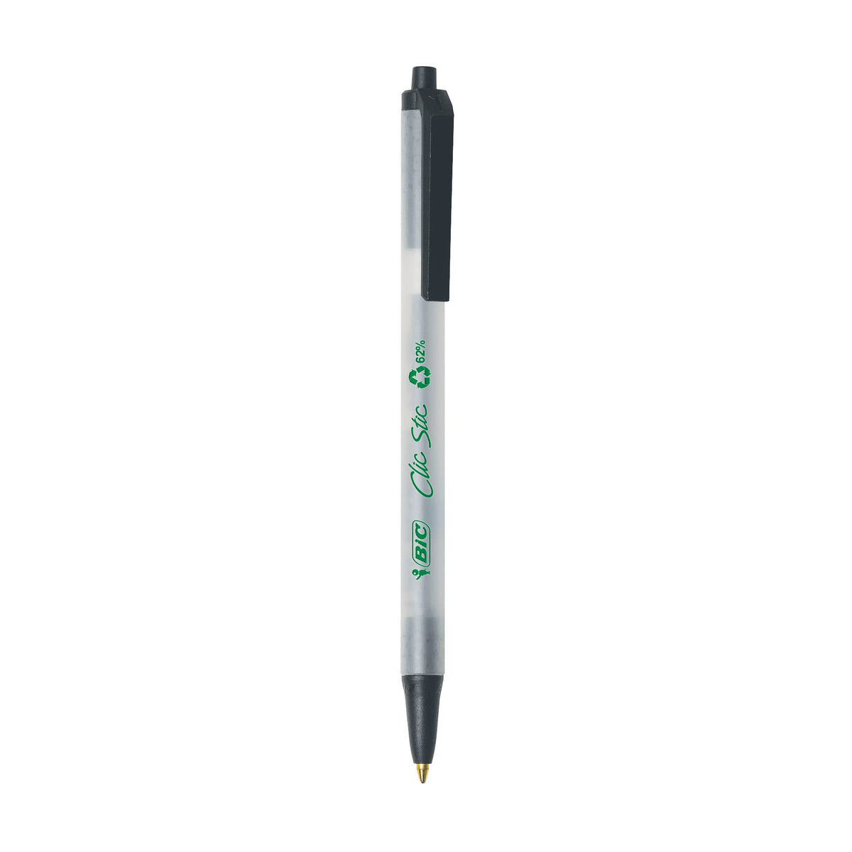 BIC Ecolutions Clic Stic Black Ballpoint Pens, Medium Point, 48-Count