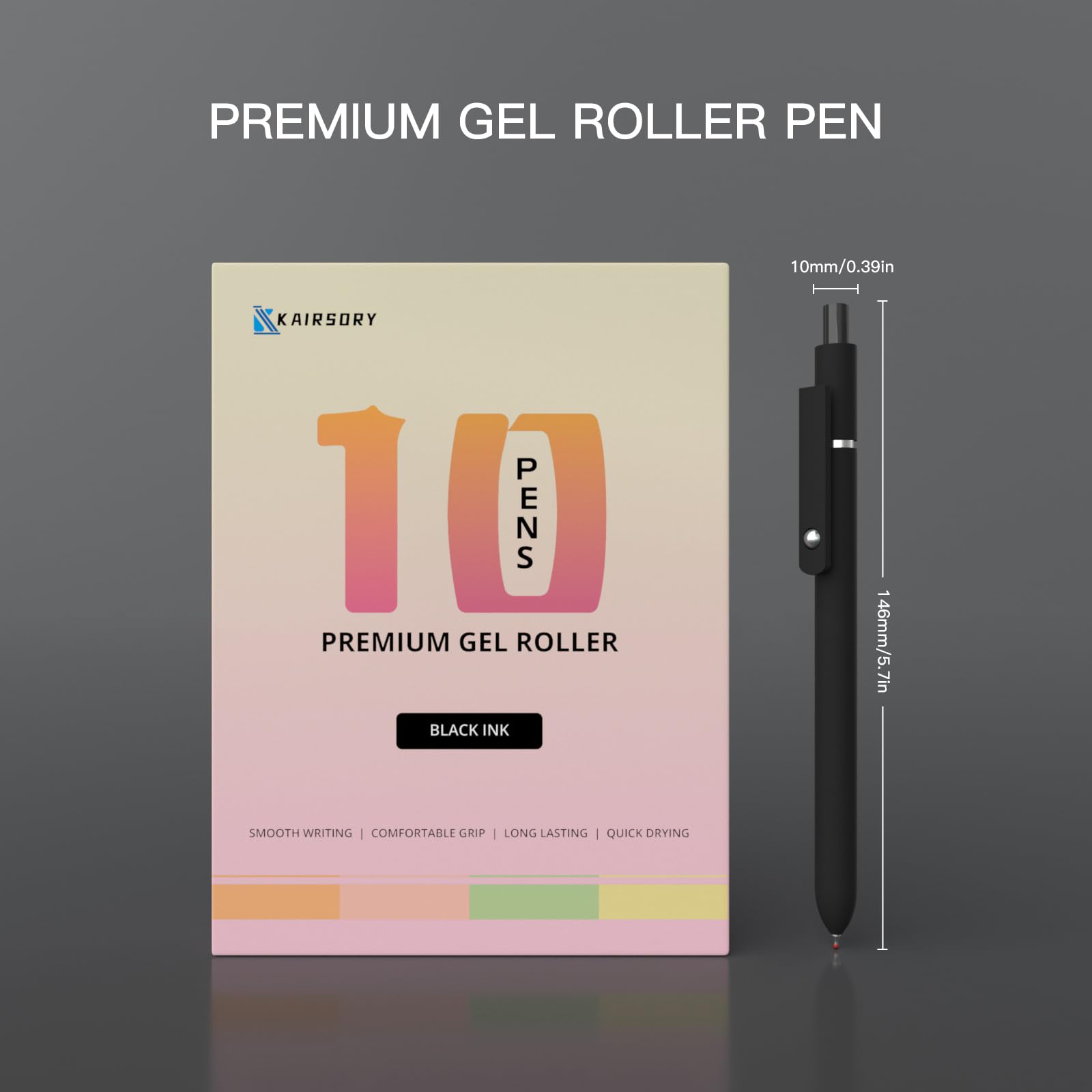 Kairsory Gel Pen,0.5mm Fine Point Pens Smooth Writing japanese gel pens, High-End Series Black Ink
