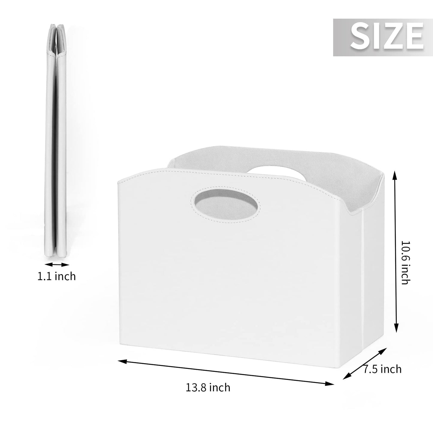 EZDeco Magazine Holder Foldable Magazine Rack Floor PU Leather File Holder Newspaper Book Storage