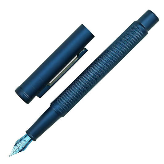 Hongdian Dark Blue Forest Fountain Pen Extra Fine Nib 0.38mm Beautiful Tree Texture Excellent Metal