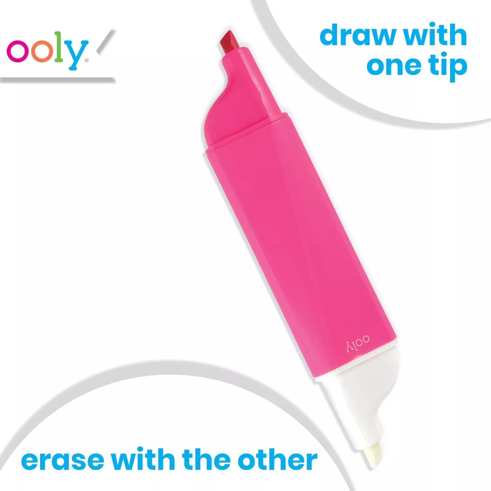 OOLY Do-Overs Erasable Highlighters [Set of 6] - Chisel Tip-for Note Taking, Drawing, Art Supplies