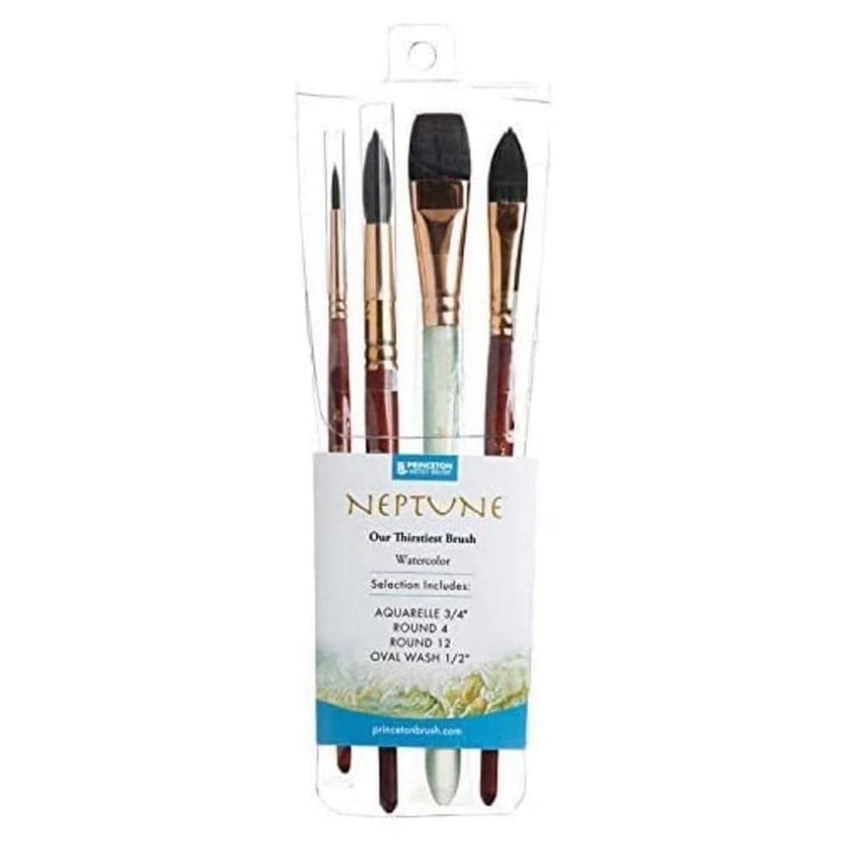 Princeton Artist Brush Neptune Series 4750 - 4-Piece Synthetic Squirrel Watercolor Paint Brush Set