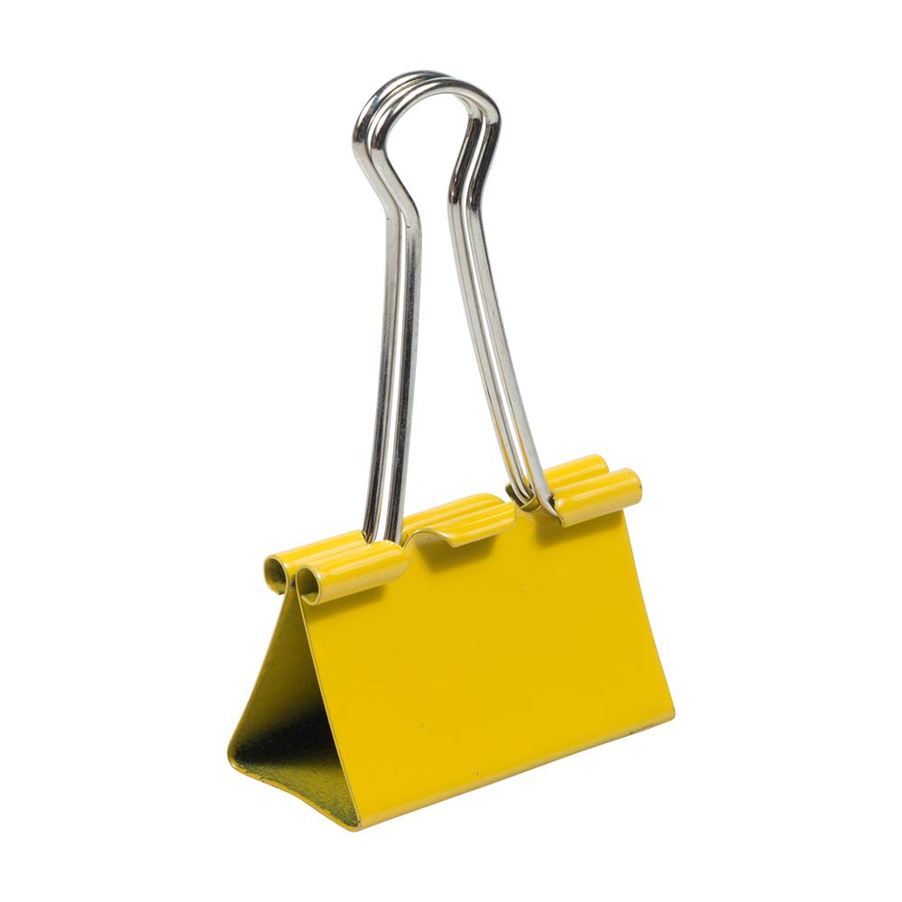 JAM PAPER Colorful Binder Clips - Large - 1 1/2 Inch (41 mm) - Yellow Binderclips - 12/Pack