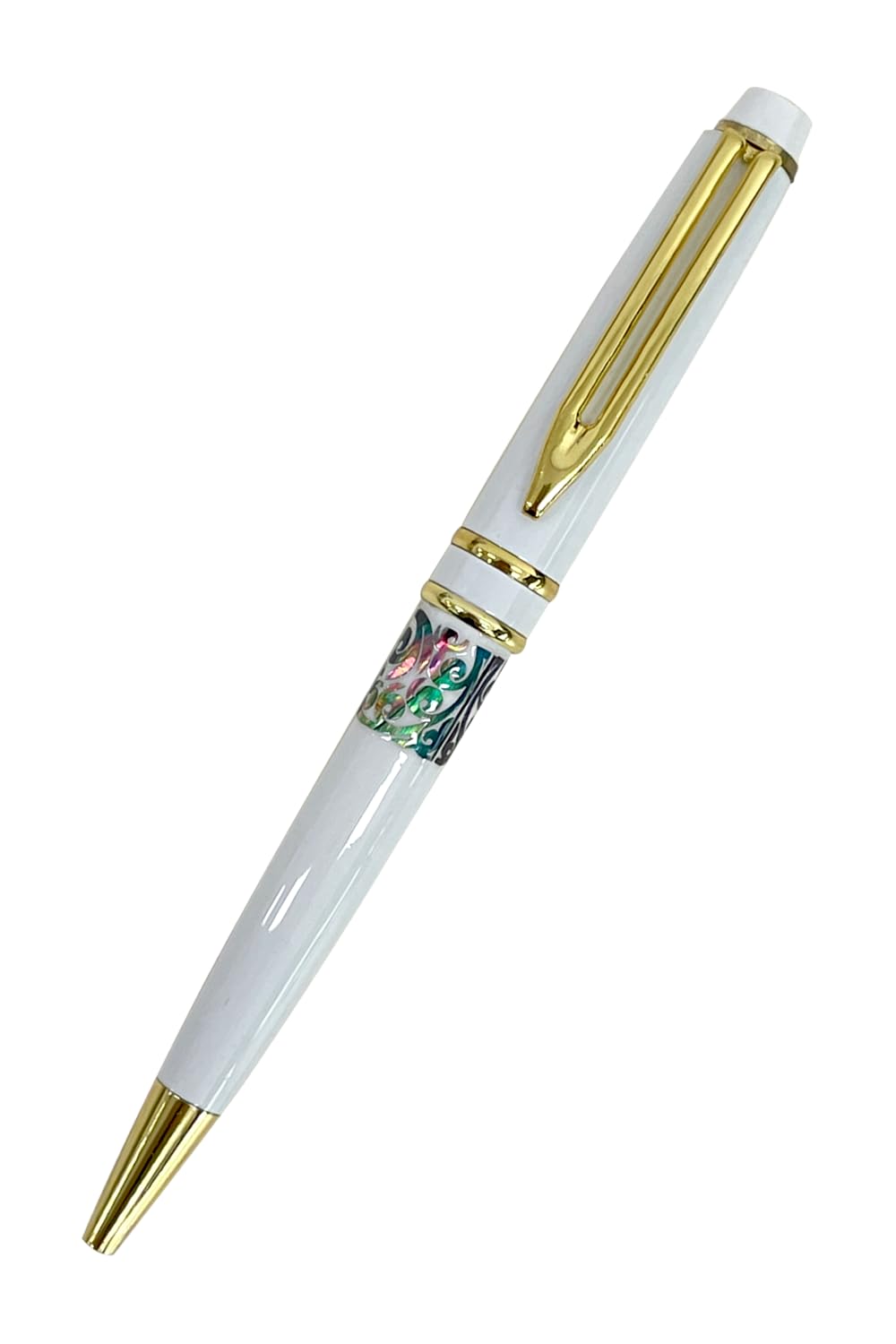Nacreh Inlay Mother of Pearl Design Handmade Ballpoint Pen Retractable Executive Gift Deluxe