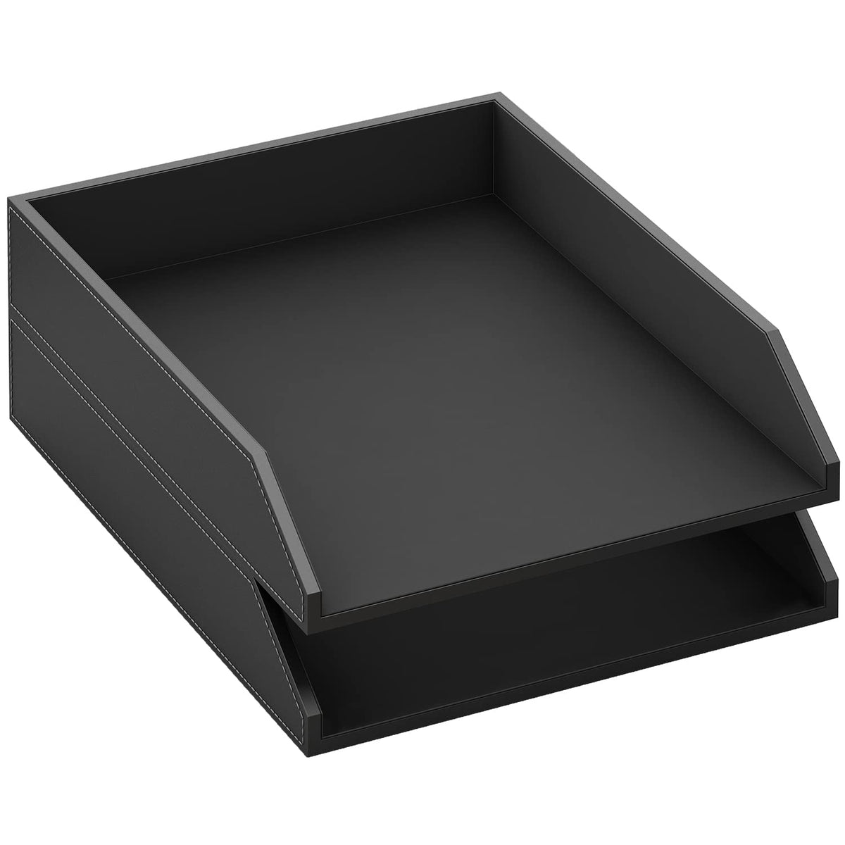 Leather Letter Tray, Thipoten Stackable Desk Organizer Holder for Office Supplies, Paper, File