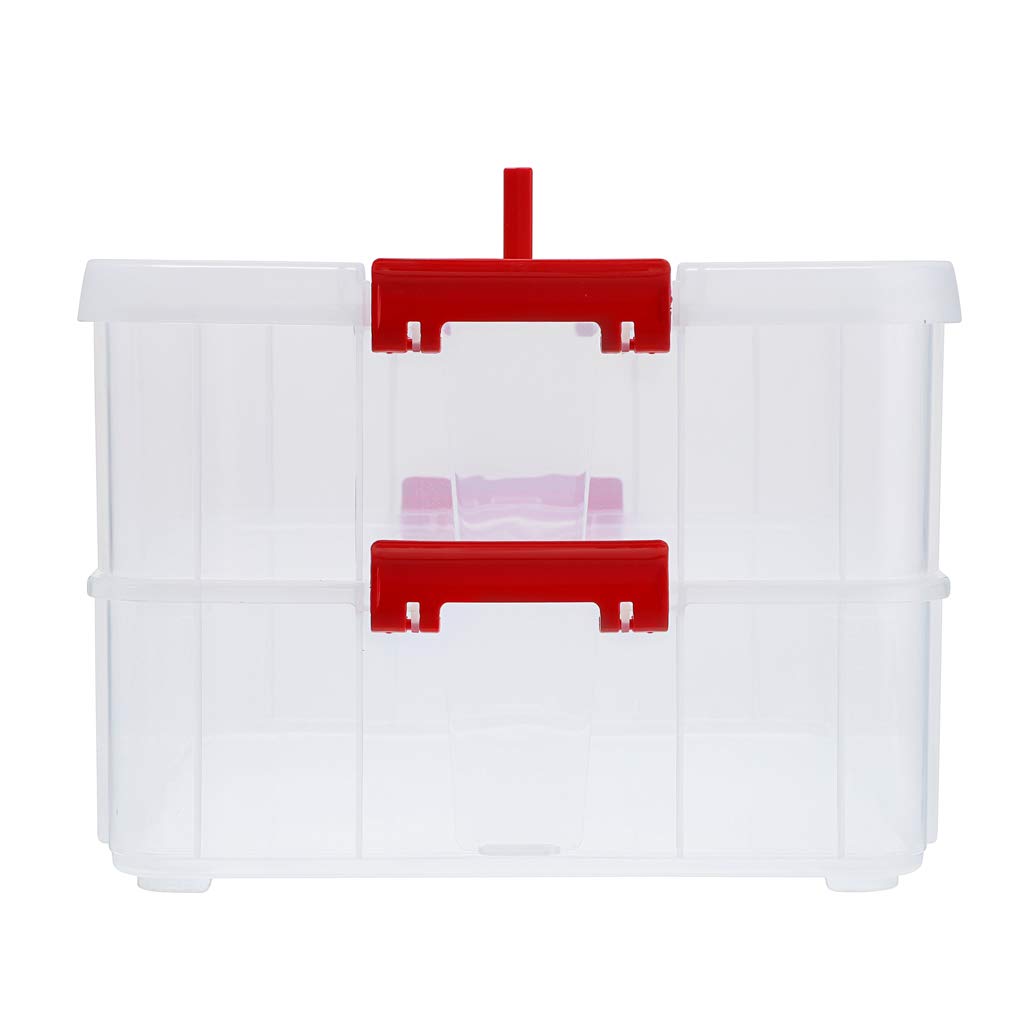 BTSKY 2 Layer Stack & Carry Box, Plastic Multipurpose Portable Storage Container Box Handled