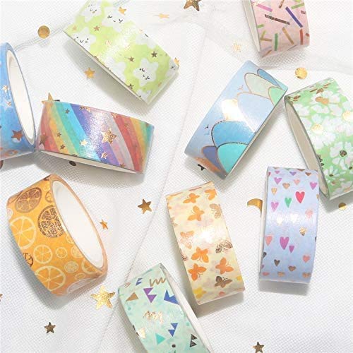 YUBBAEX Floral Gold Washi Tape Set VSCO Foil Masking Tape Decorative for Arts, DIY Crafts, Journal