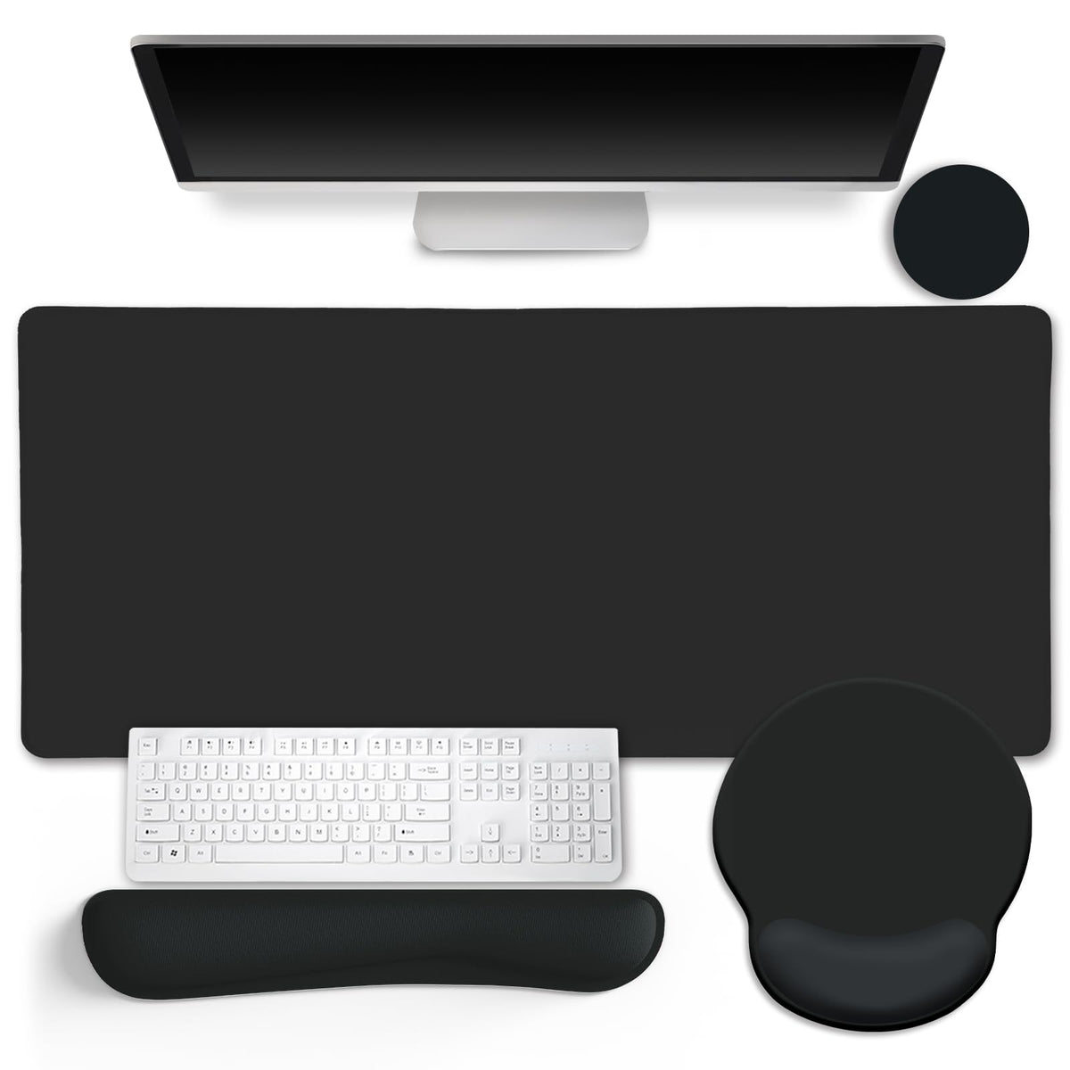 LIMKRIAN Black Large Mouse Pad Set, XXL Desk Matt for Desktop Decor