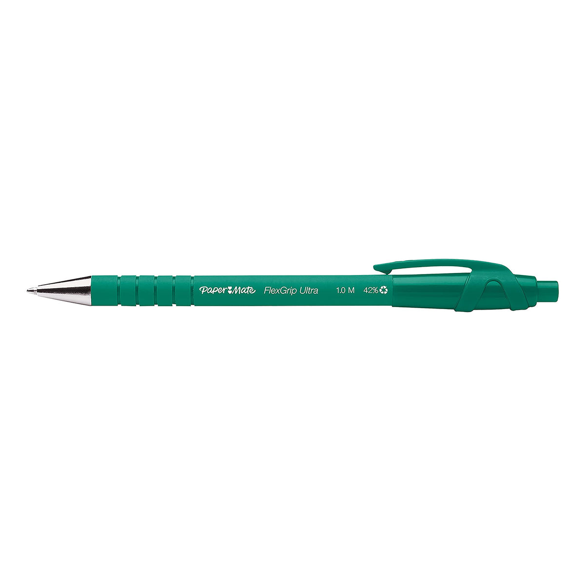 Paper Mate Flexgrip Ultra Retractable Ballpoint Pens | Medium Point (1.0mm) | Green | 12 Count