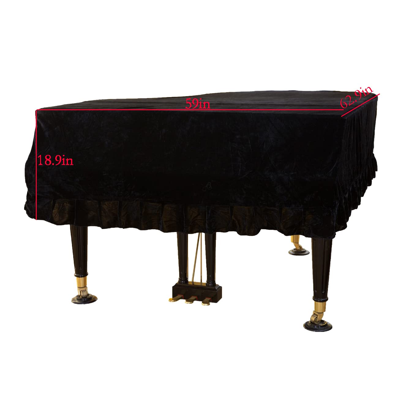 ESYUEL Pleuche Grand Piano Cover Bordered Dust Protective Cover Cloth 62.9 x 59 x 20.48in