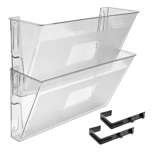 Acrimet Wall Mount Hanging File Organizer Holder Modular, 2 units, Clear
