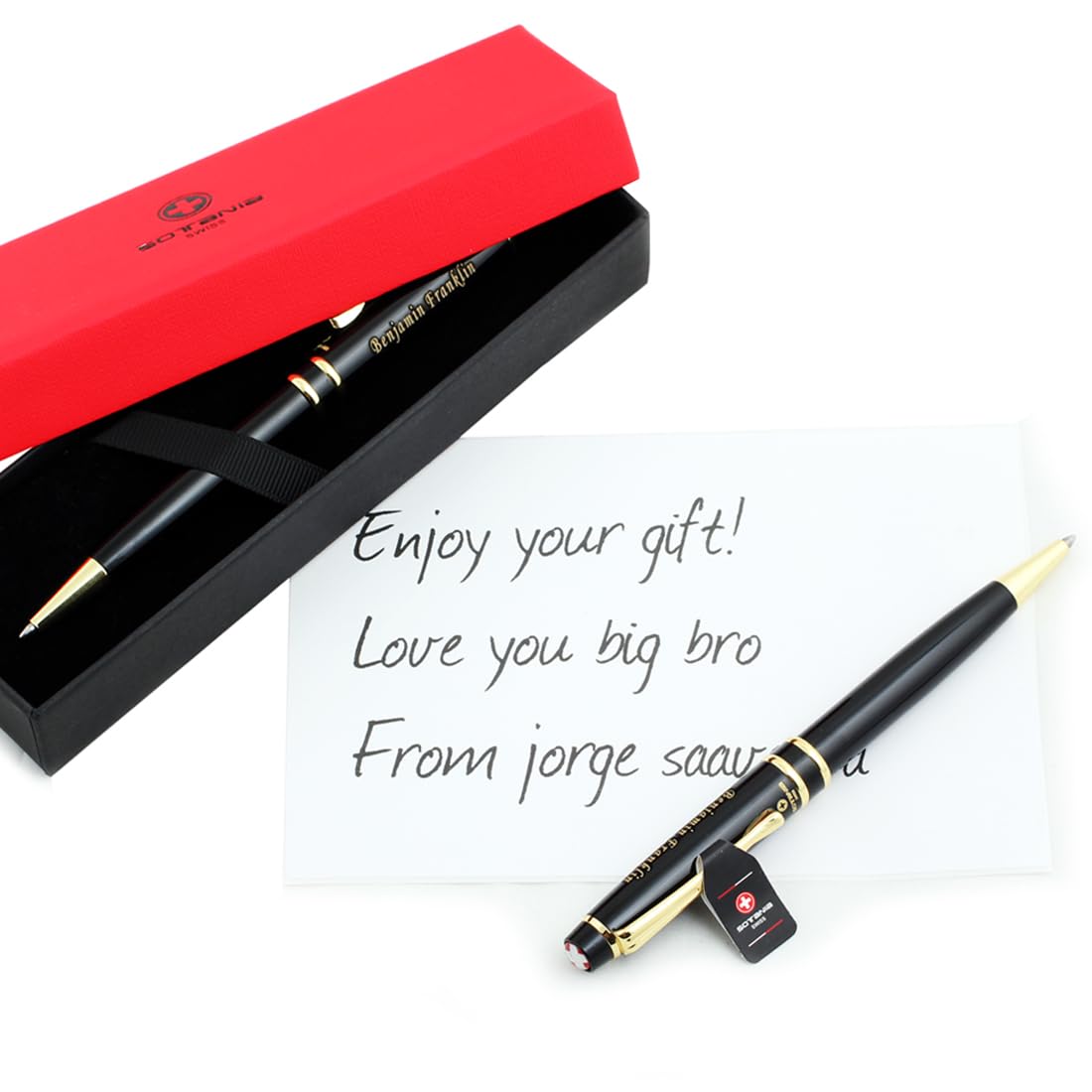 Sotania Swiss Engraved Rollerball Pen – Personalized Gift Pen for Men & Women, Refillable Brass Pen