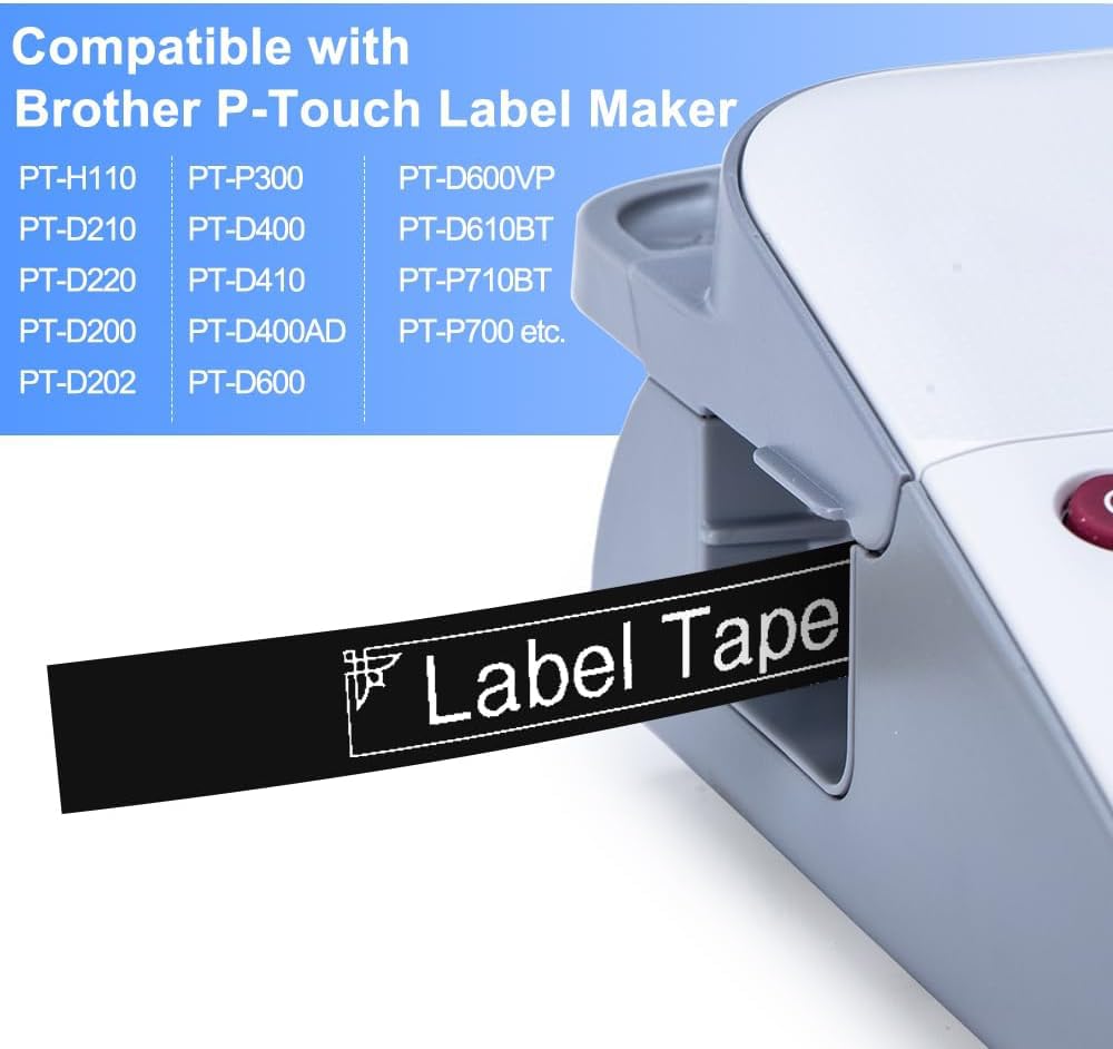 TZe-335 TZe335 Replacement for Brother P Touch Label Maker Tape Black