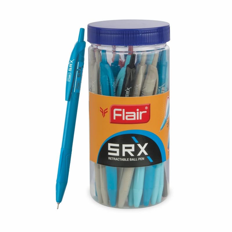 FLAIR Srx 0.7mm Retractable Ball Pen Jar | Triangular Body Design For Better Grip | Light Weight
