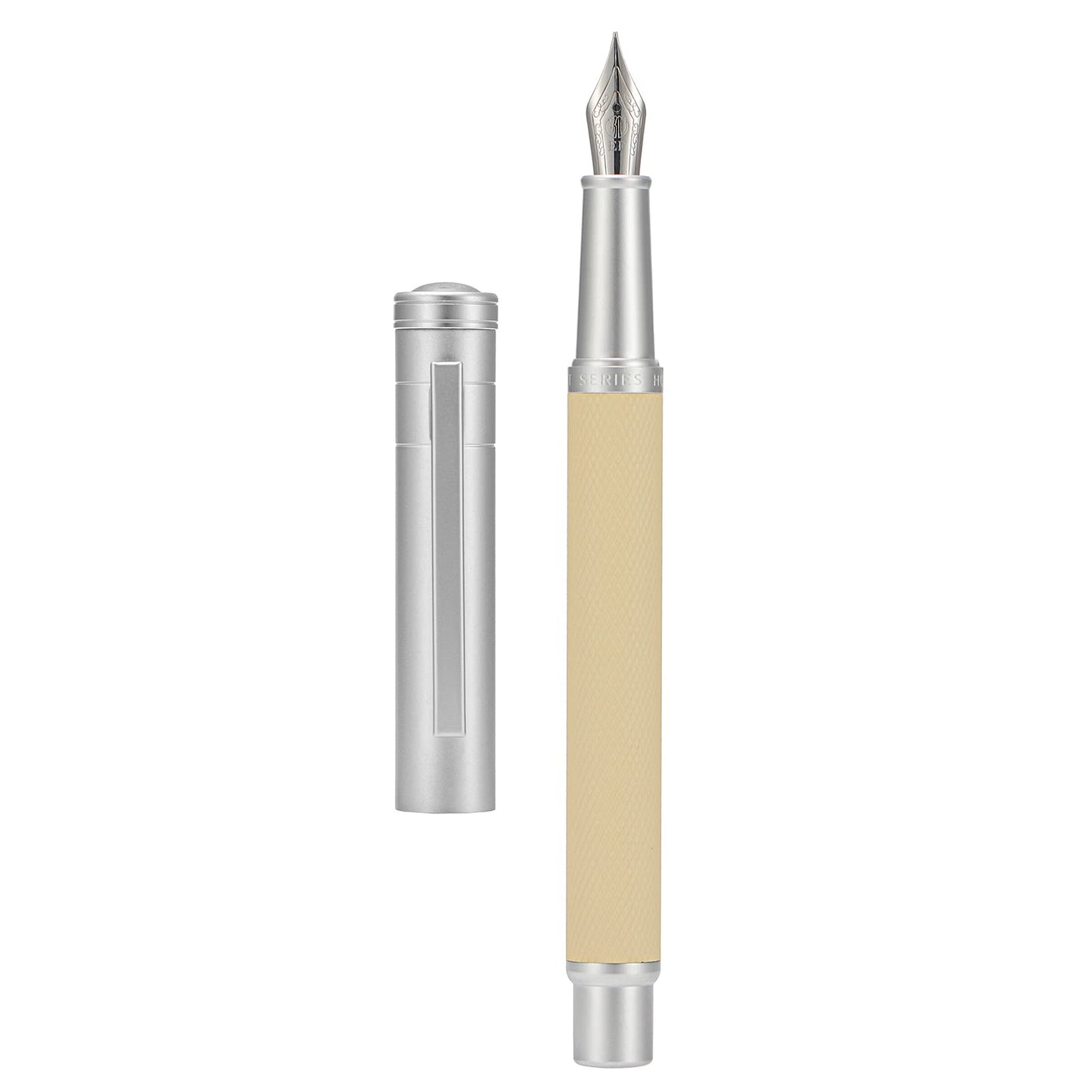 Silver Birch Forest Aluminum Fountain Pen Bent Nib (Fine to Broad) with Metal Box Fude Pen Set By