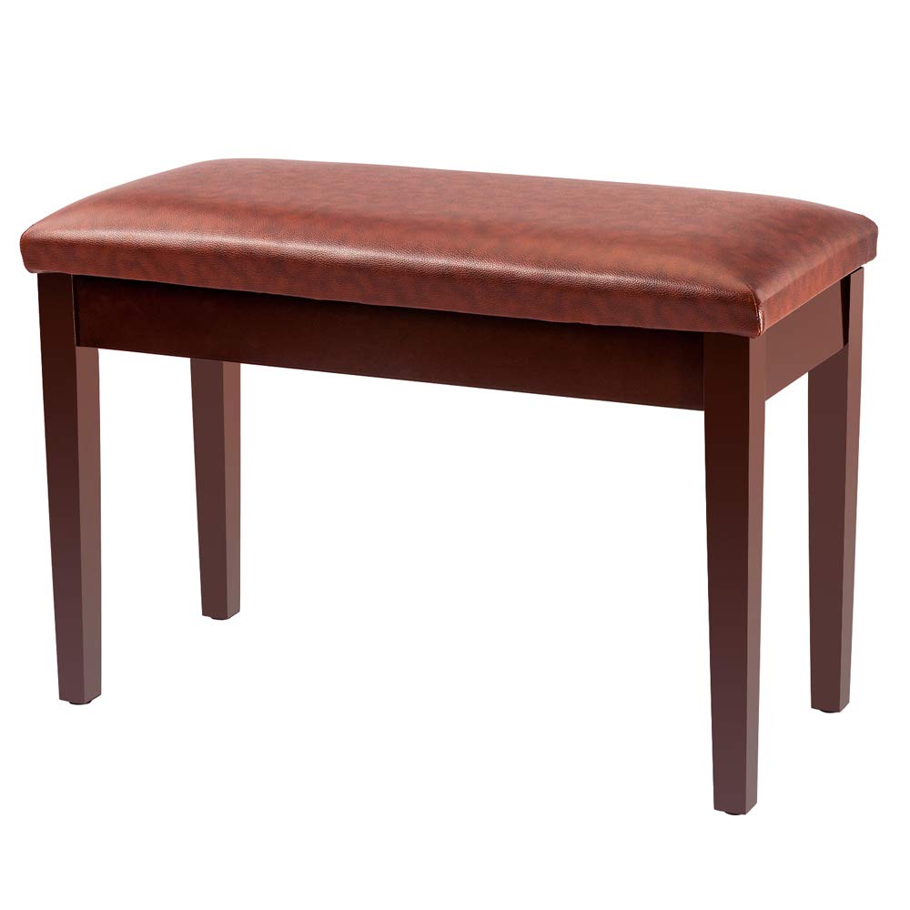 Bonnlo Wooden Duet Piano Bench with Storage, Hinged Lid, Brown