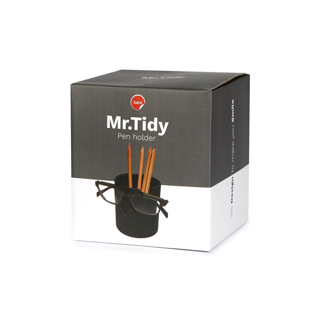 Balvi Mr Tidy Pencil Holder & Glasses Holder - Black - Keep Your Glasses Stored in Your May