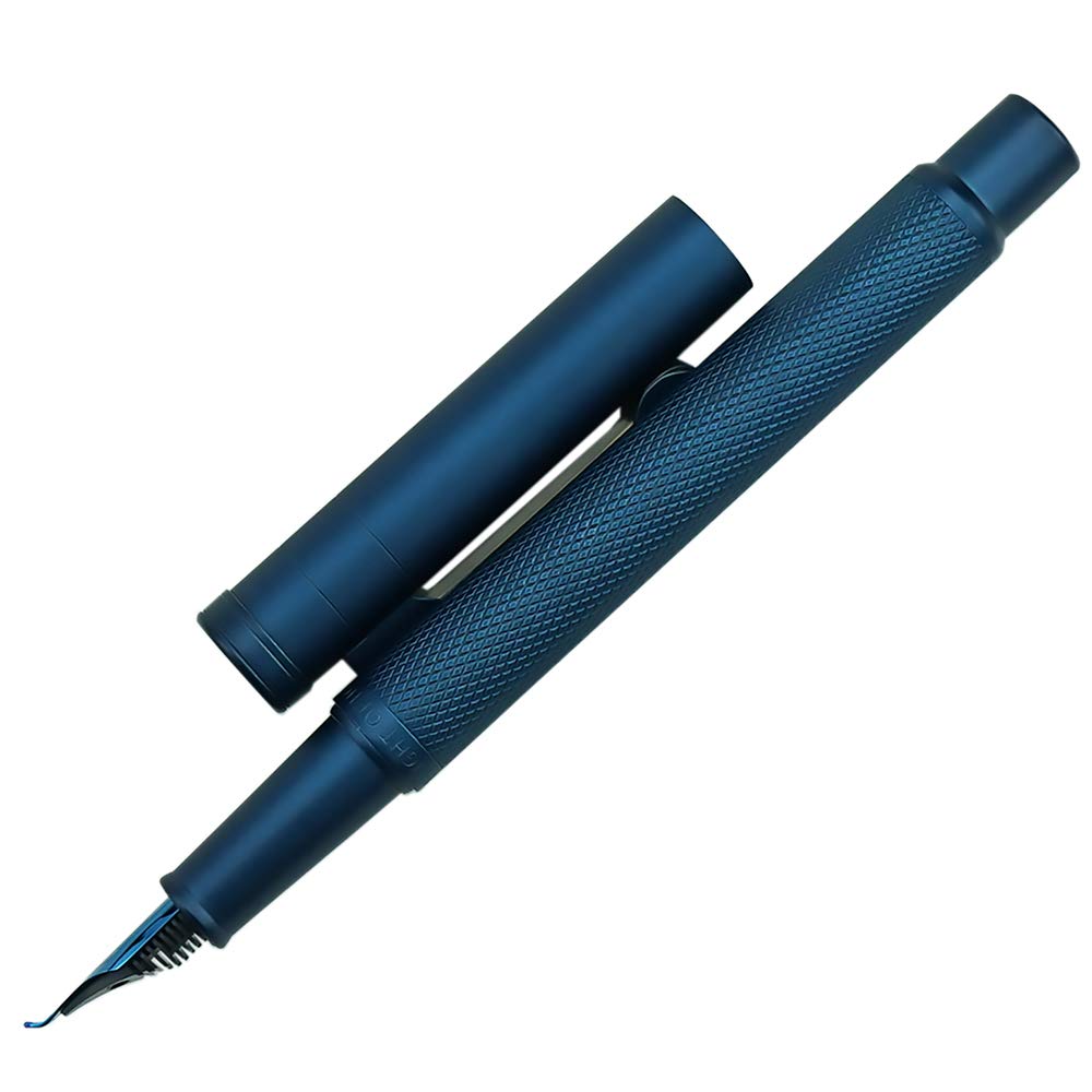 Hongdian Dark Blue Forest Fountain Pen Bent Nib Beautiful Tree Texture Excellent Metal Writing Pen