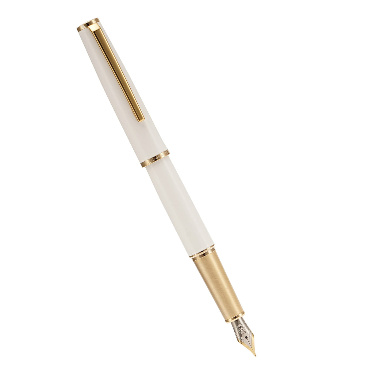 Jinhao 95 Metal Fountain Pen Extra Fine Nib, Pearl White with Golden Clip Writing Pen