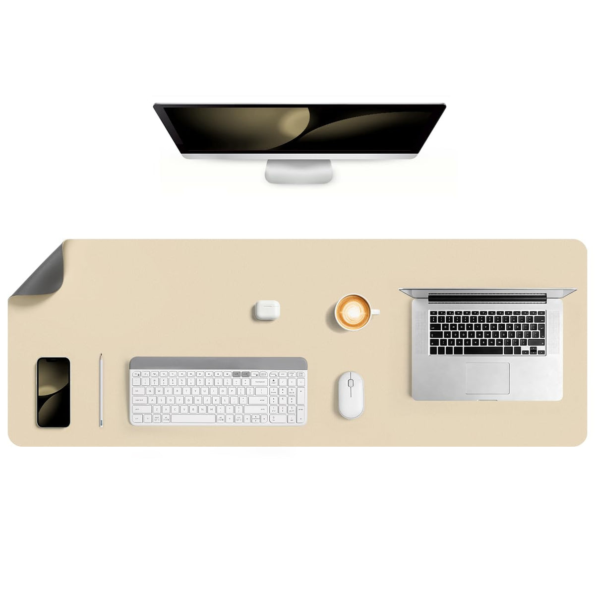 Jumdast Dual Sided Desk Pad Faux Leather Desk Mat Large Mouse Pad