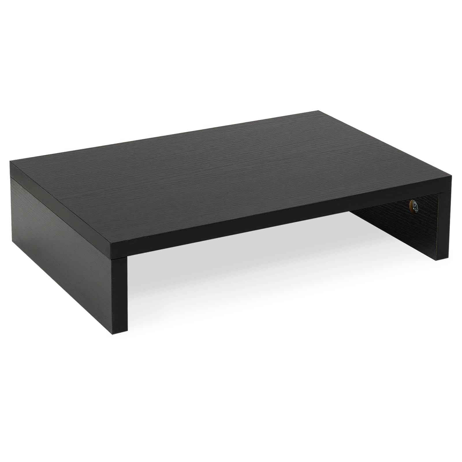 TEAMIX Black Monitor Stand Riser, Wood Desk Organizer for Laptop & Computer